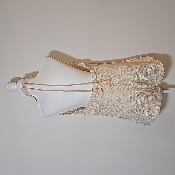 Free People FP Molly Playsuit Halter Romper Shorts Crochet Knit Cream L Backless - Picture 5 of 16